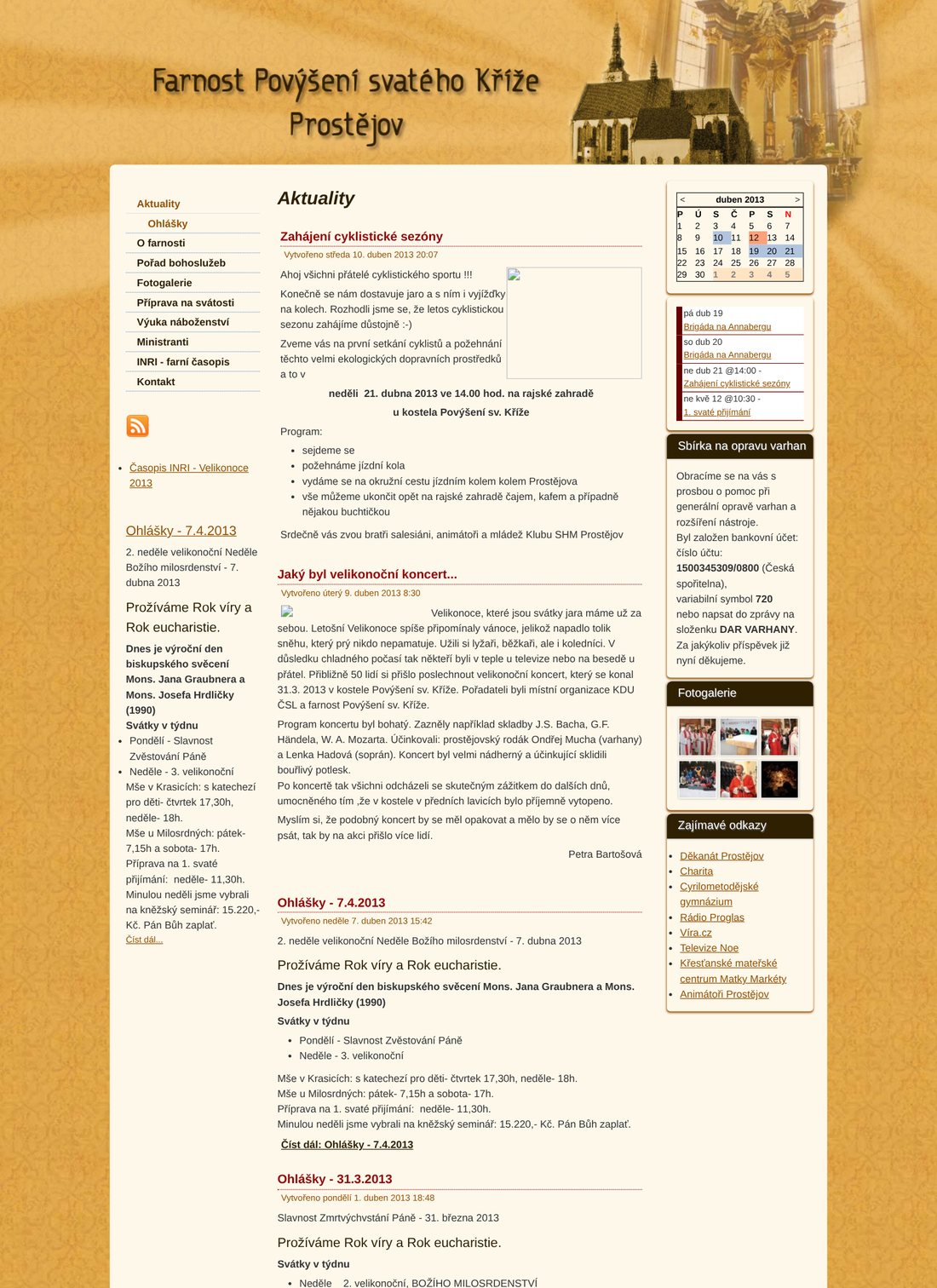 Farní web v Joomle, duben 2013
