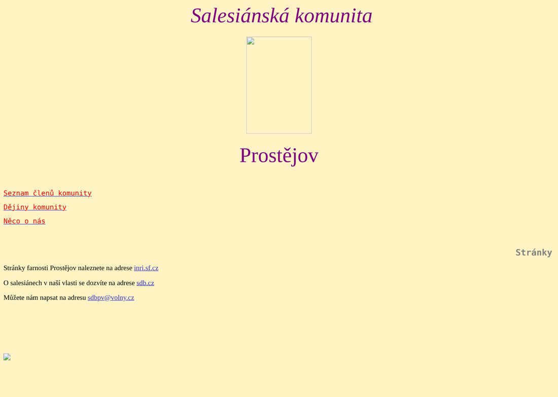 Stránky salesiánské komunity v Prostějově, 2001